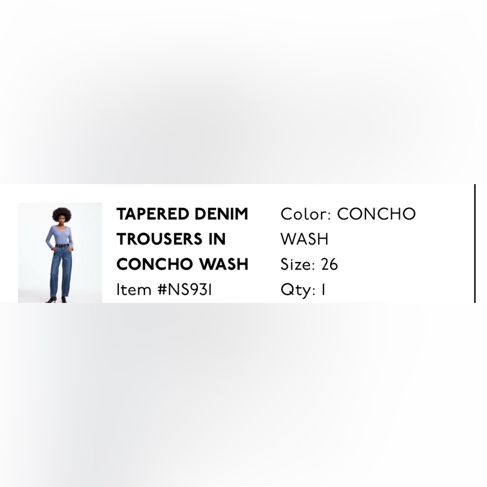 NWT Madewell TAPERED DENIM TROUSERS IN CONCHO WASH, size 26 - Picture 2 of 10